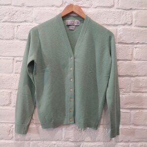 The Scotch House Ballantyne 100% Cashmere Cardigan Womens S / M Green Scotland